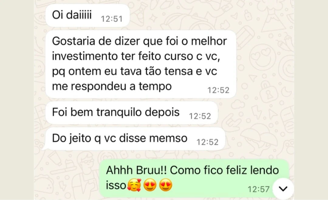 Depoimento de aluna por WhatsApp